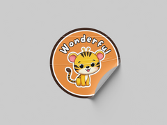 Wonderful Motivational Kids Cute Baby Tiger Design Zoo Animal Design 1 Classroom School Homework Award Sticker