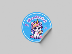 Wonderful Motivational Kids Cute Unicorn Girl Design 7 Classroom School Homework Award Sticker