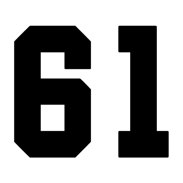 61 number decal sixty one numeric vinyl sticker