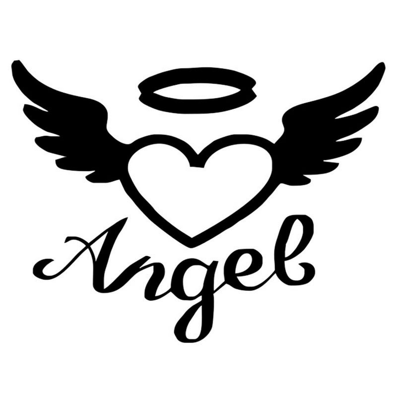 Angel Heart Wings Text Halo Vinyl Decal Sticker