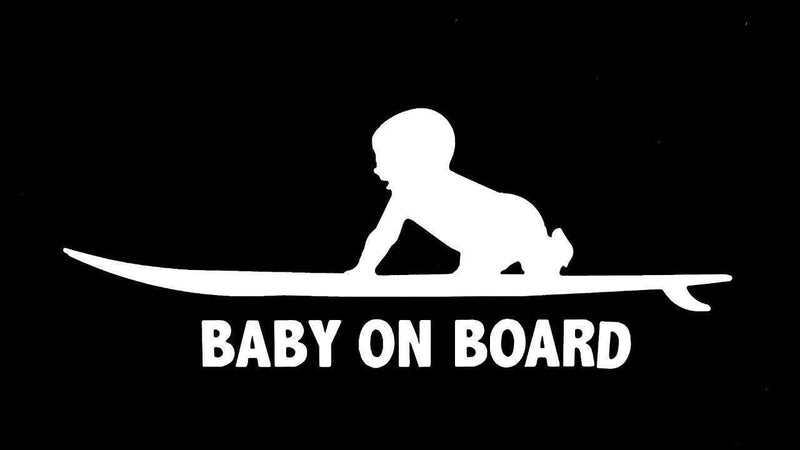 Baby on board surfing Vinyl decal   surf board car truck window sticker funny