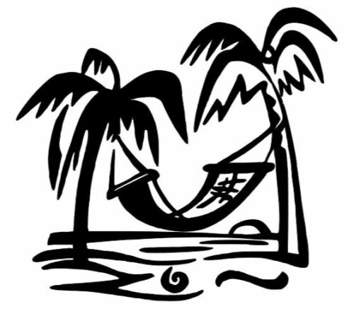 Beach Hammock Palm Trees Ocean Die Cut Vinyl Decal