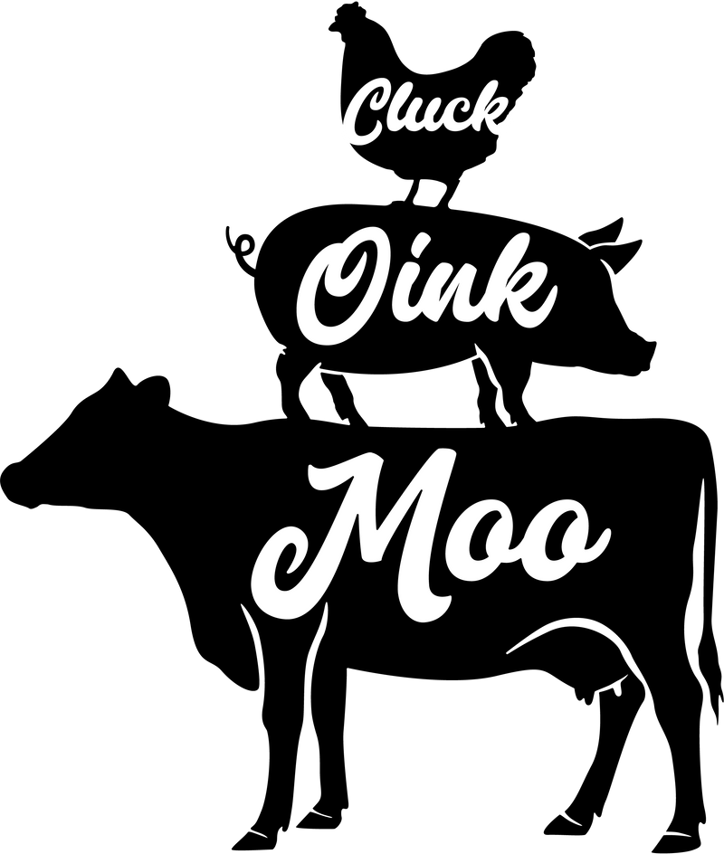Cluck Oink Moo Text Animal Farm Farming Livestock Vinyl Decal Sticker