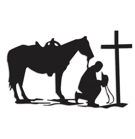 Cowboy Horse Prayer Cross Decal Sticker