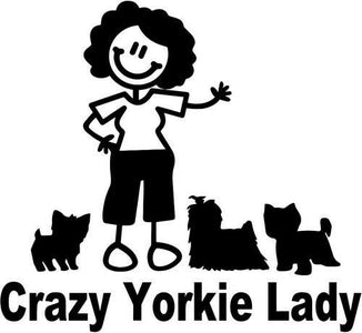 Yorkshire Crazy Yorkie Lady Home Decor Car Truck Window Decal Sticker