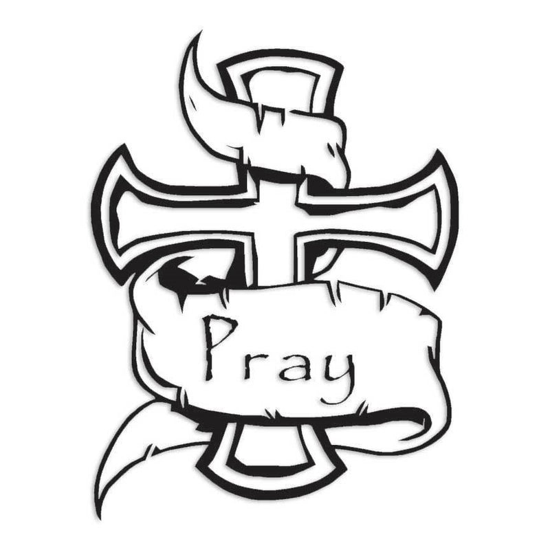 Cross Pray Christian Decal Sticker