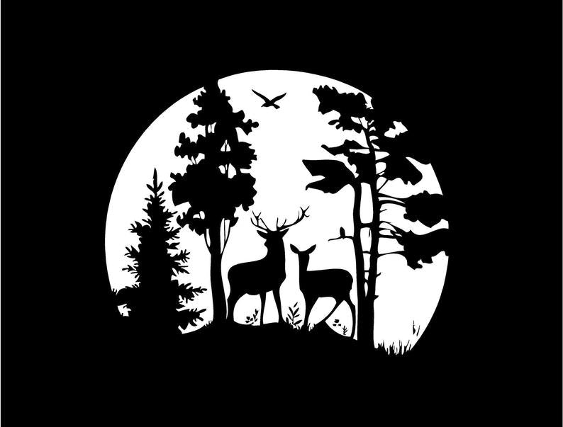 Deer Scene Decal Deer decal Wildlife Decal Hunting Decal Vinyl Decal car truck Deer window custom sticker Wildlife hunting decal