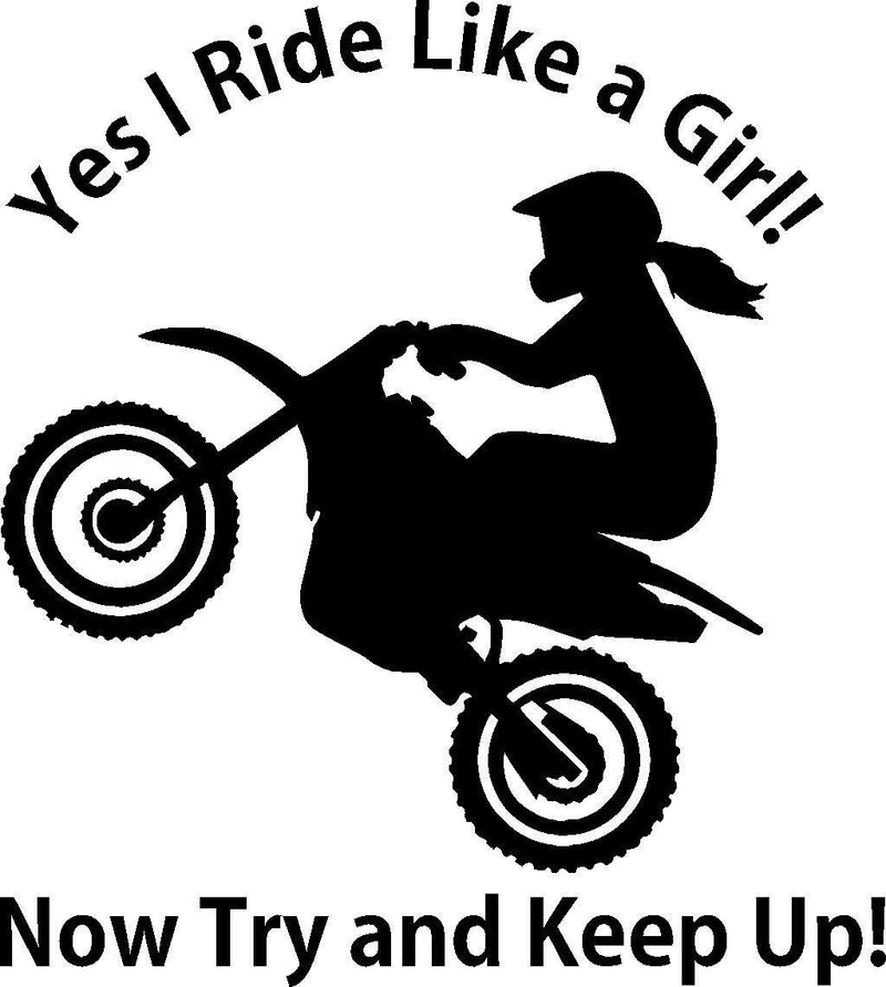Dirt Bike motocross girl try and keep up female rider funny vinyl sticker decal