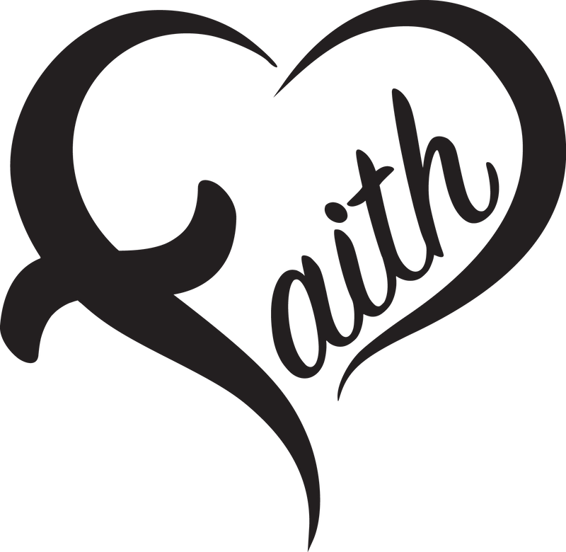 Faith Text Love Heart Shape Vinyl Decal Sticker