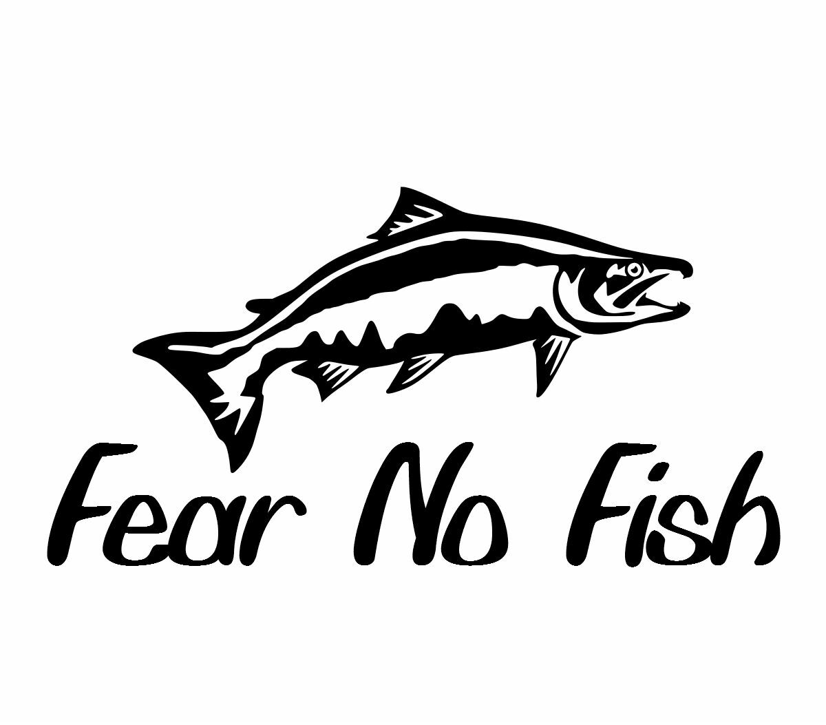 Fear no fish salmon vinyl decal fish car truck boat bumper window stic –  Decals Hut