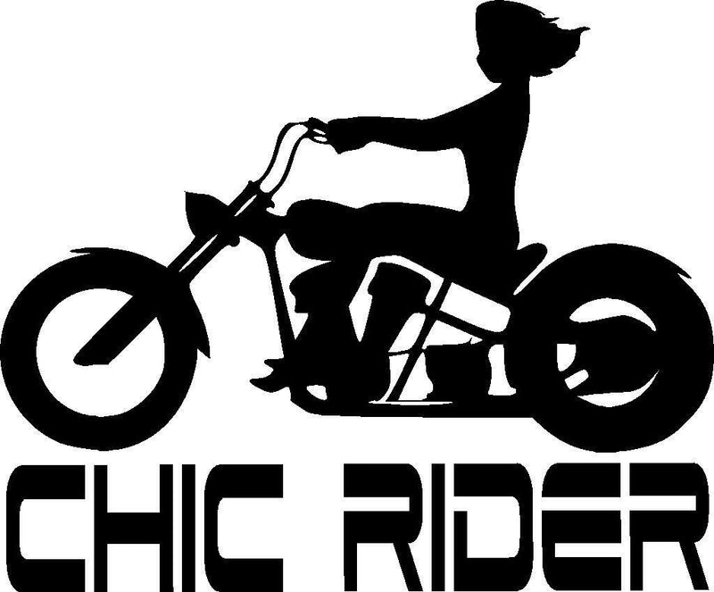 Female motorcycle cruiser chic rider girl vinyl sticker decal