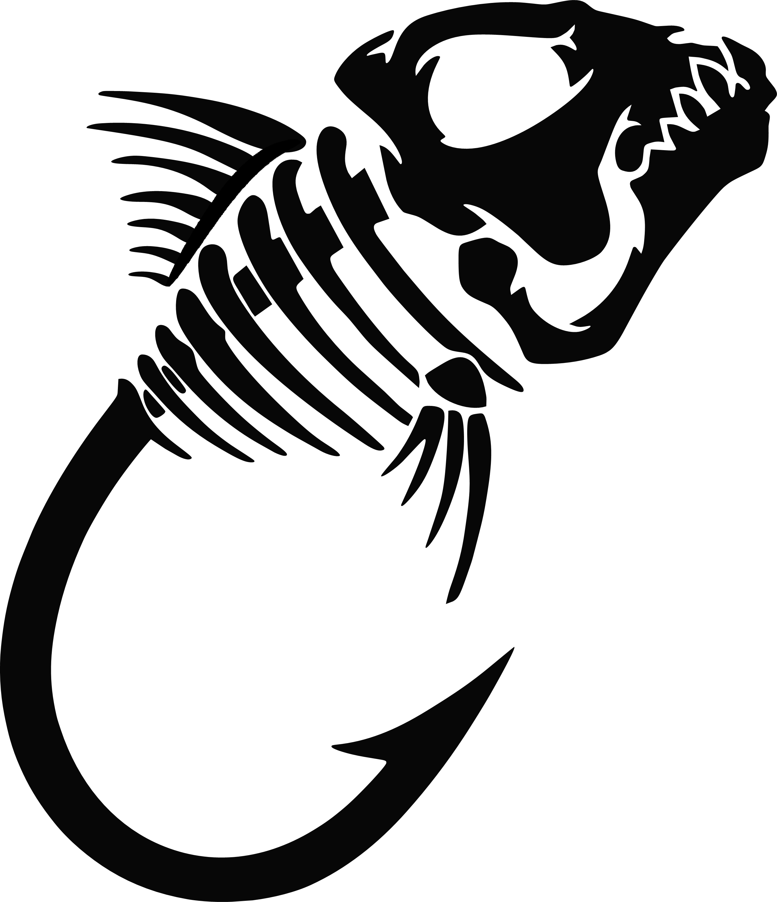 Fish Skeleton Dcale Fishing Hook Skeleton Fish Bass Fisherman Fishbone Hunter Vinyl Decal ...