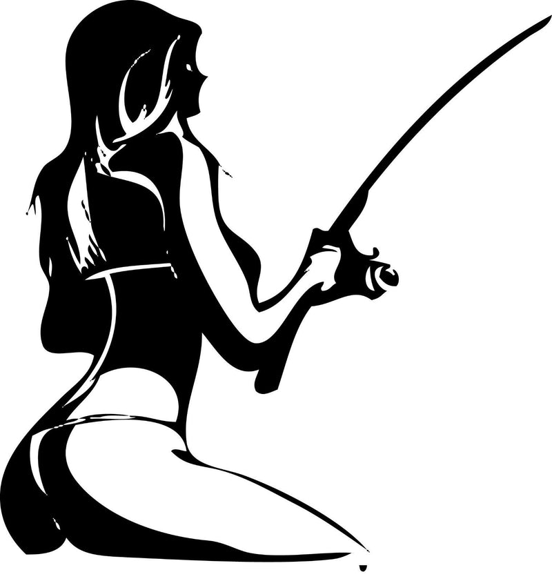 Fishing Woman Vinyl Decal Sticker For Car or Truck Windows Laptops