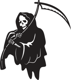 Grim Reaper Sickle Undertaker Death Skull Skeleton Vinyl Decal Sticker