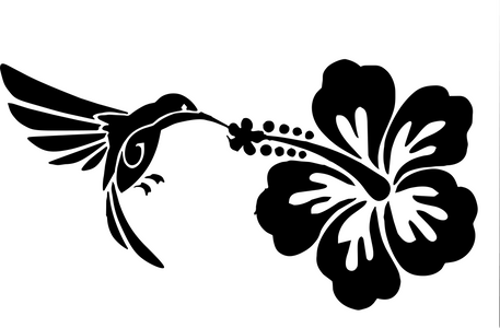 HUMMINGBIRD HIBISCUS  Flower Humming Bird Feeder Car SUV Sticker