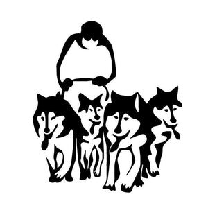 Husky dog huskies and sled sledge vinyl car art sticker decal