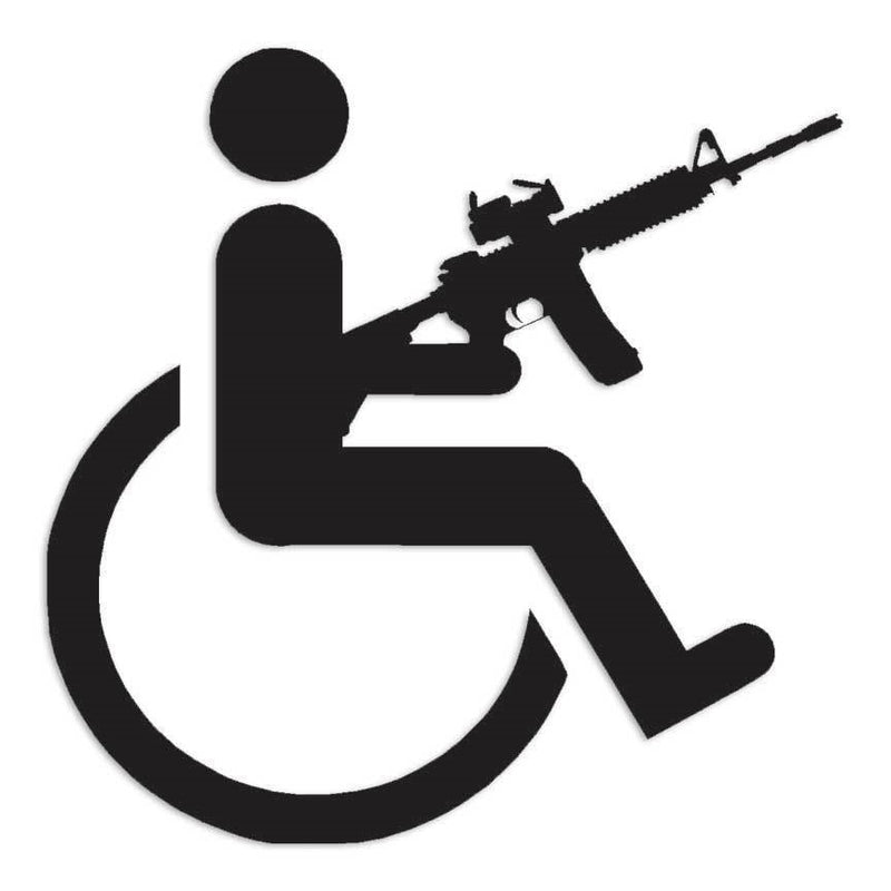 Handicap Gun Wheelchair Decal Sticker