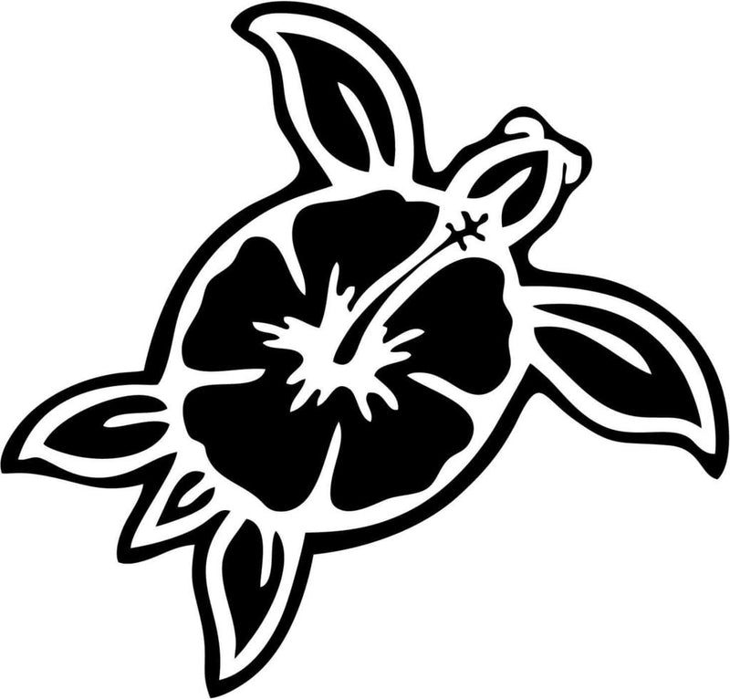 Hibiscus Sea Turtle Vinyl Car Window Laptop Decal Sticker