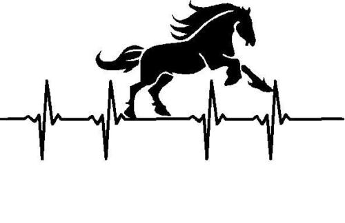 Horse running heartbeat life line vinyl decal sticker
