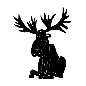 Goofy Moose Sitting Forest Animal Vinyl Decal Sticker