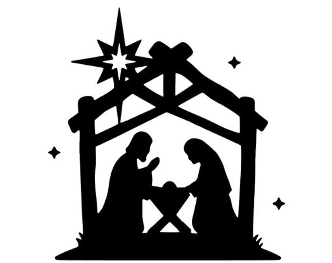 Nativity Manger Scene Decal Nativity Baby Jesus Merry Christmas Jingle Bells Glass Block Charger Plate Away in a Manger