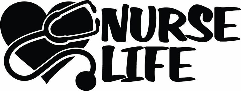 Nurse Life One Color Decal Heart Stethoscope Window Bumper Sticker Car Decor