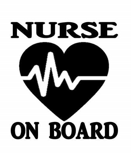 Nurse on Board heart text Lifeline Heart Sticker decal