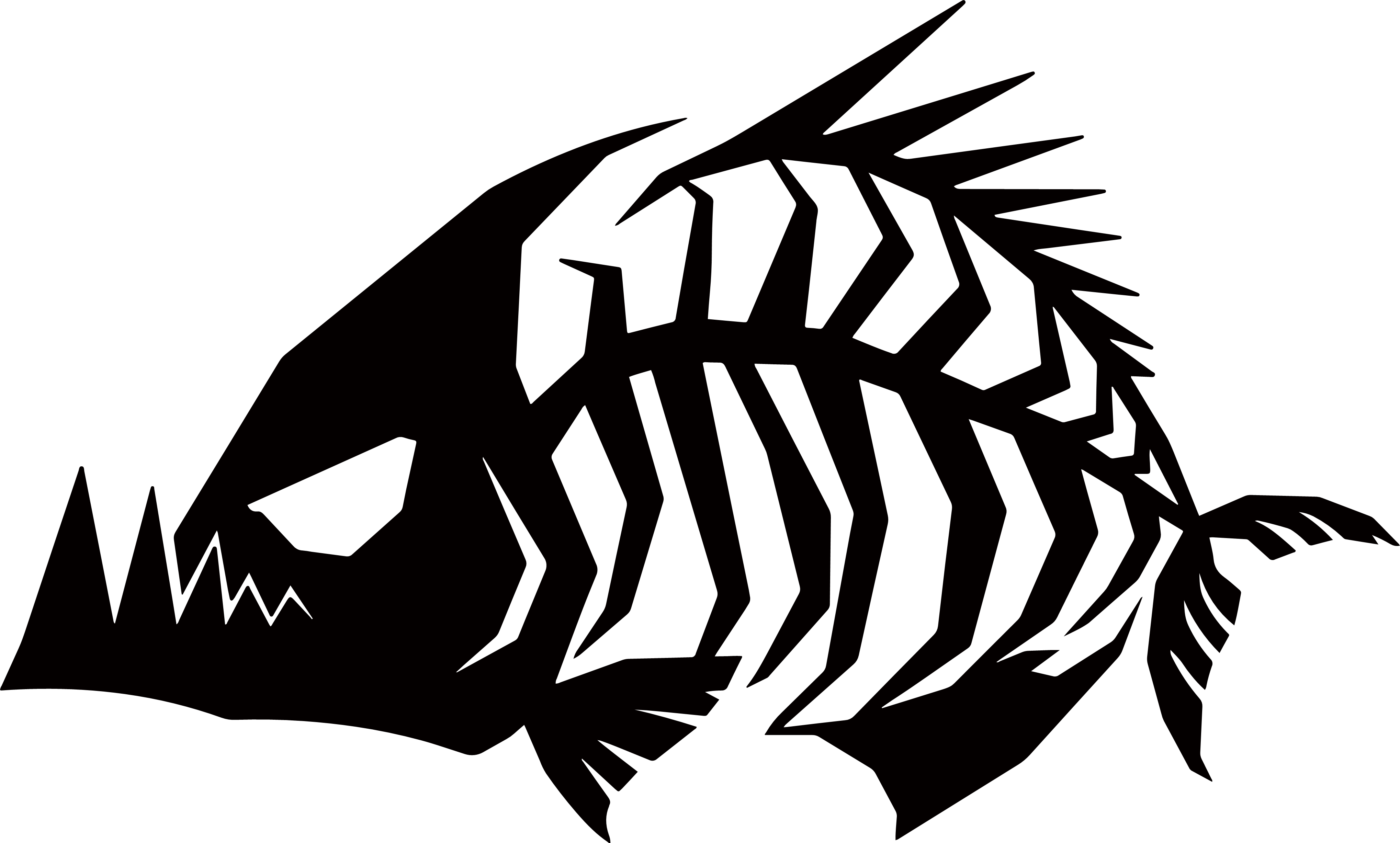 Overbite Fish Overbite Skeleton Fish Bones Fishing Hunter Boat Vinyl Decal Sticker ...