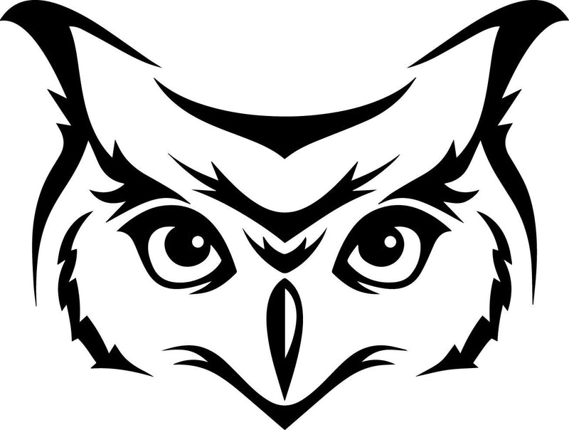 Owl Face Head Decal Window Bumper Sticker Car Horned Wildlife Outline Bird Avian