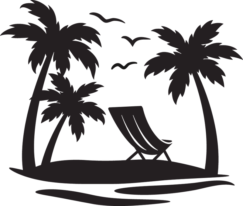 Palm Tree Beach Chair Birds Paradise Island Life Vibes Vinyl Decal Sticker