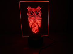 Perched OWL Bird Animal LED Lamp & Remote Control