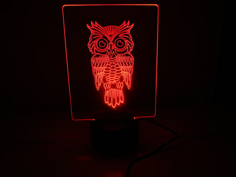 Image of Perched OWL Bird Animal LED Lamp & Remote Control