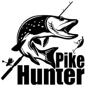 Pike Hunter Fishing Hood Tailgate Side Window Decal Car Truck Sticker Decoration