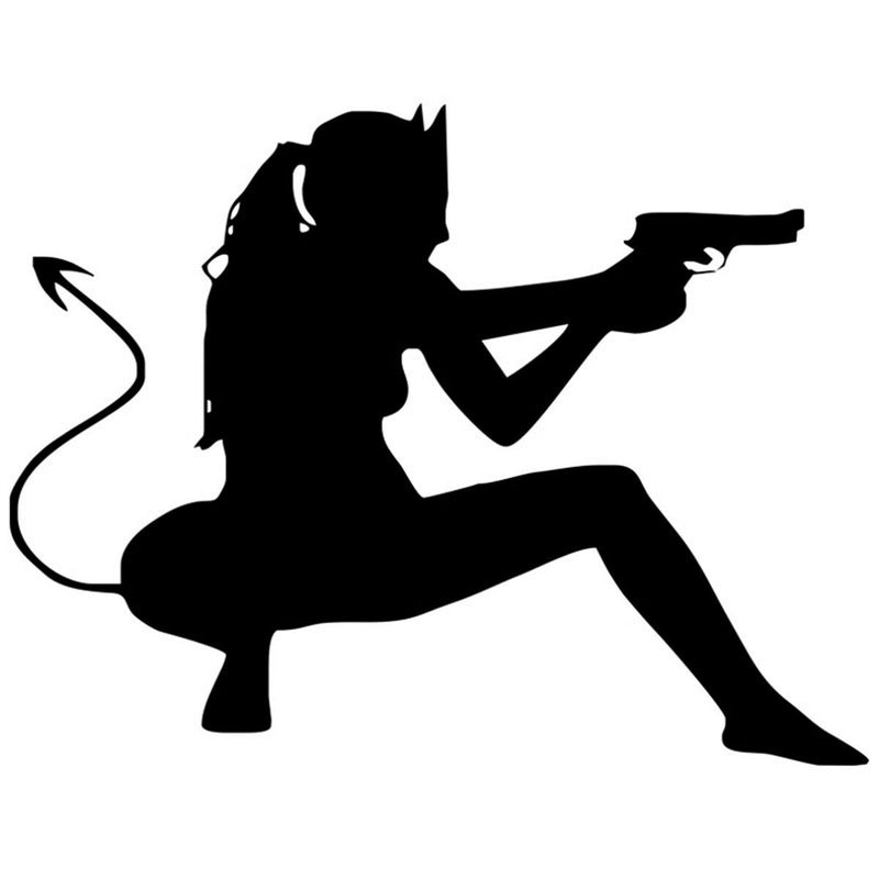 Sexy Devil Girl Shooting Gun
