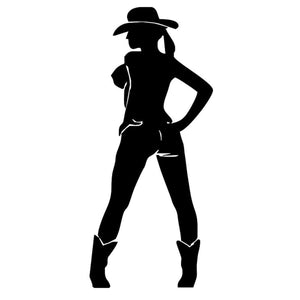 Sexy Cowgirl Lady Posing Silhouette Figure Vinyl Decal Sticker
