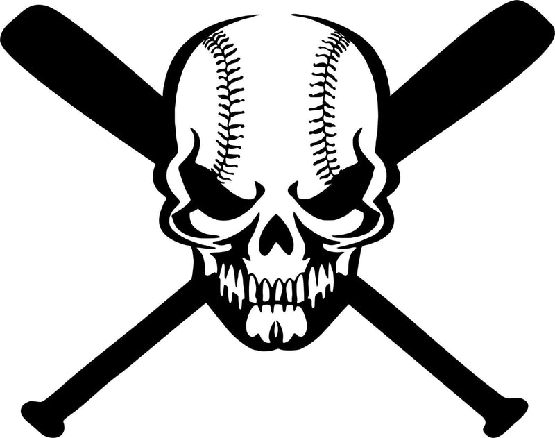 Skull Baseball Bat Game Sports Ball Car Window Laptop Vinyl Decal Sticker