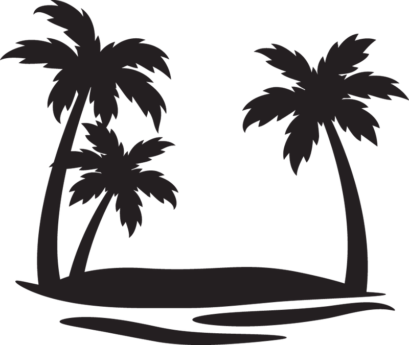 Three Palm Tree Beach Paradise Island Life Vibes Vinyl Decal Sticker