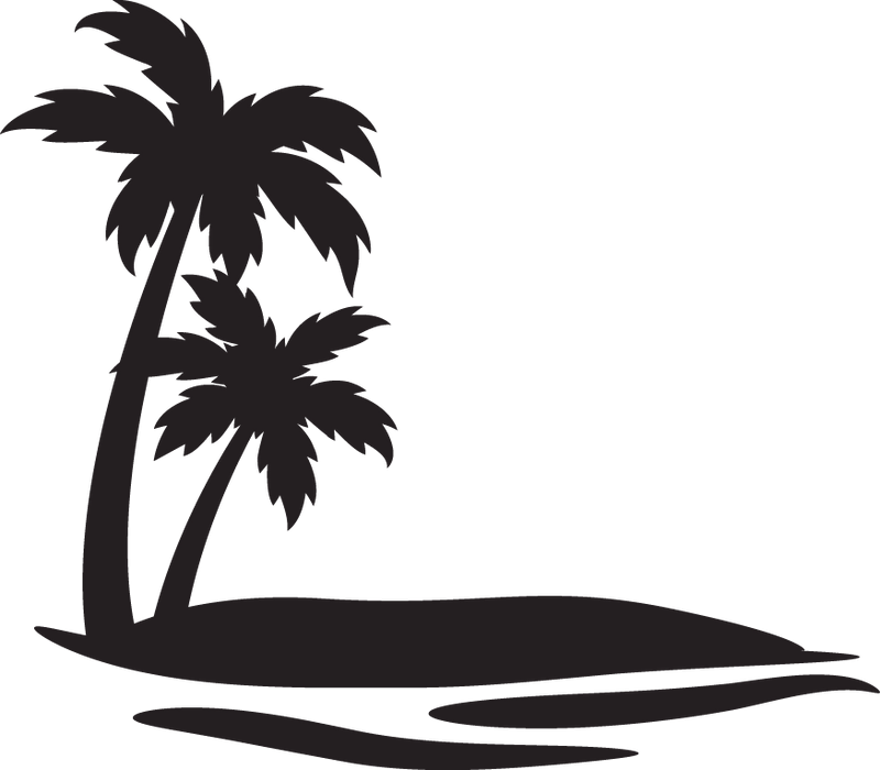 Two Palm Trees Beach Paradise Island Life Vibes Vinyl Decal Sticker