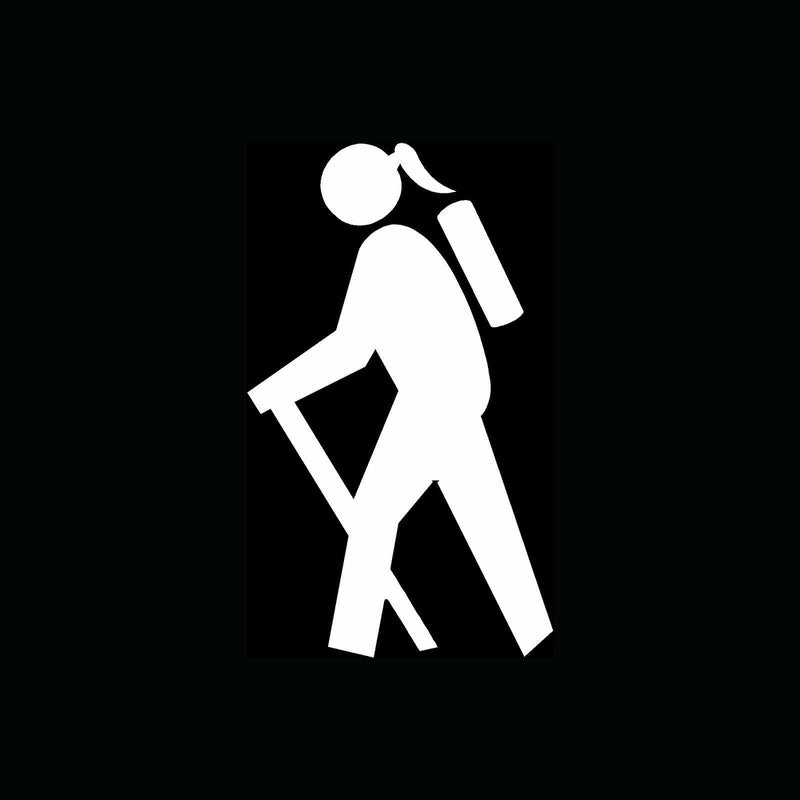 Woman hiker icon sticker car window vinyl decal hiking camping backpack travel