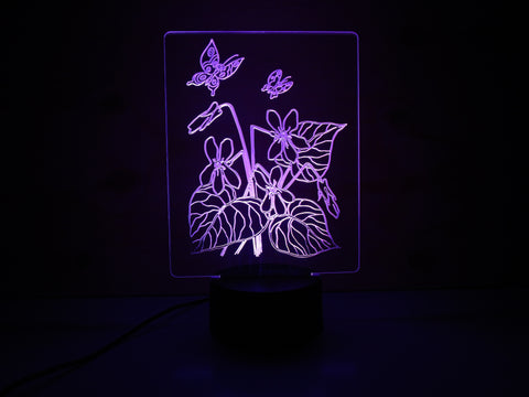 Image of Butterflies On Flowers LED Lamp & Remote Control