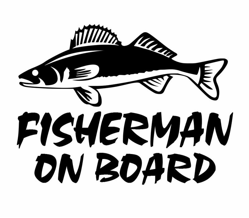 fisherman on board walleye fishing decal car truck boat bumper window sticker