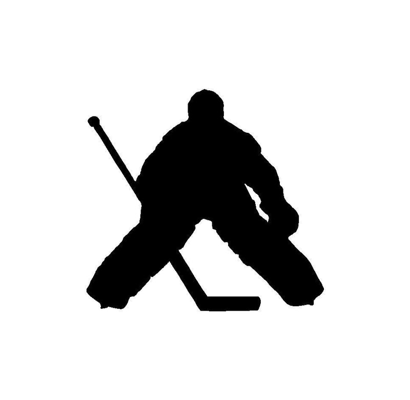 hockey player goalie silhouette vinyl decal car window laptop sticker