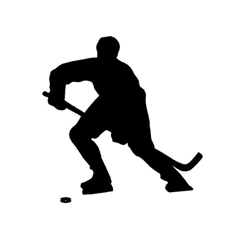 hockey player silhouette vinyl decal car window laptop sticker